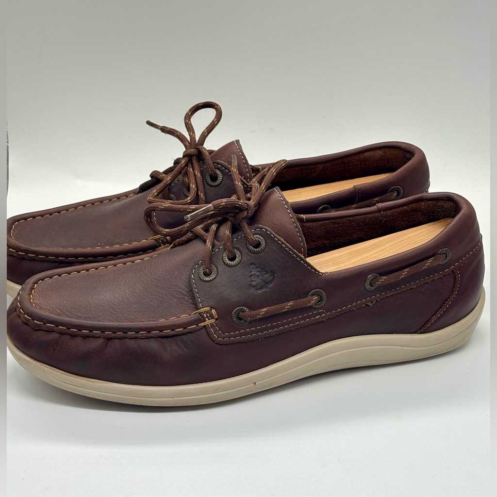 Sas Decksider Lace Up Comfort Boat Shoe Briar Brown Men's Shoes Size 10